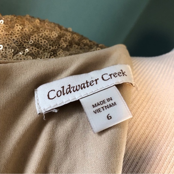 Y2k Coldwater Creek, “time to shine “ gold mini sequence dress, vintage90s - Picture 6 of 7
